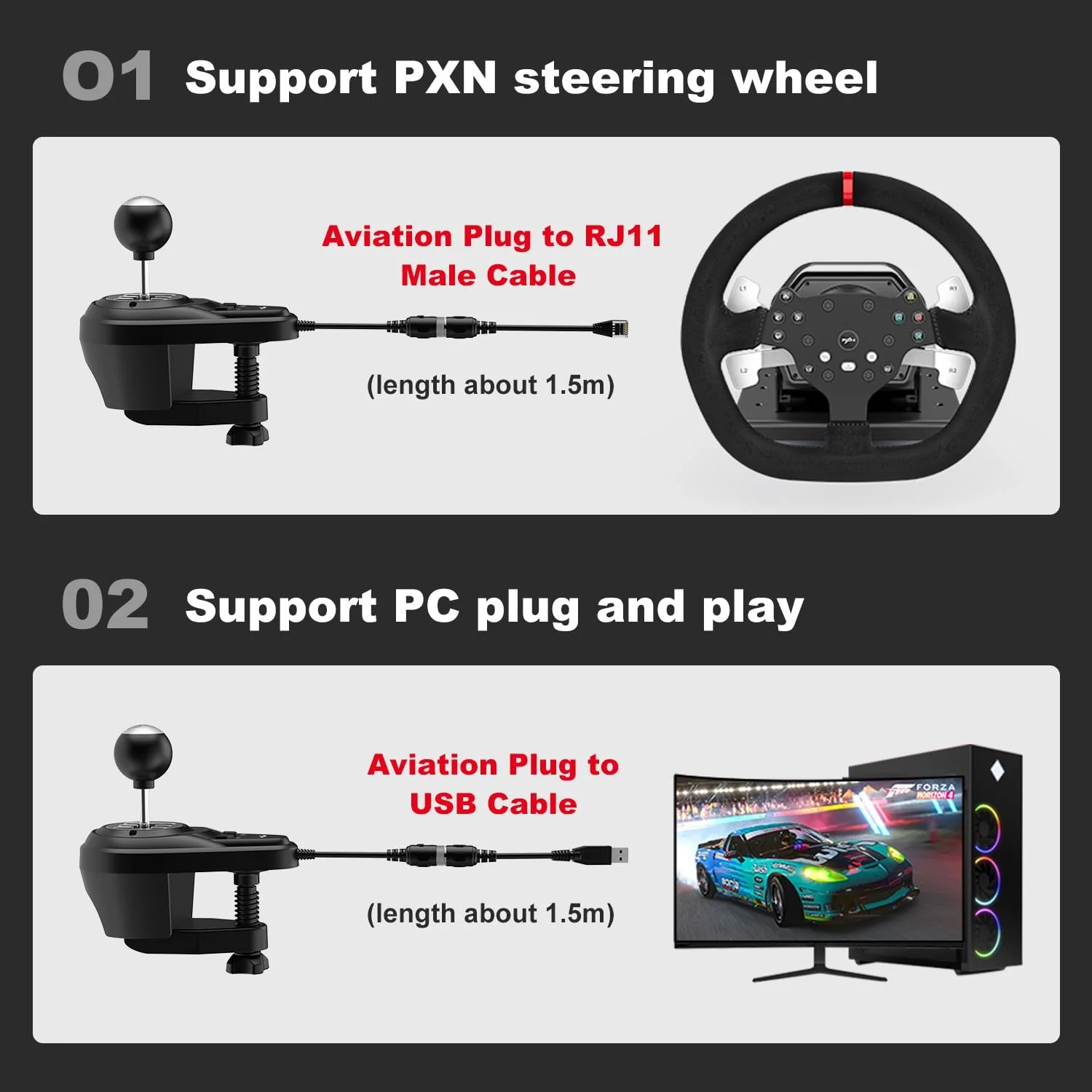 PXN A7 Gaming Gear Shifter 6 +1 Shift Lever - Image 4