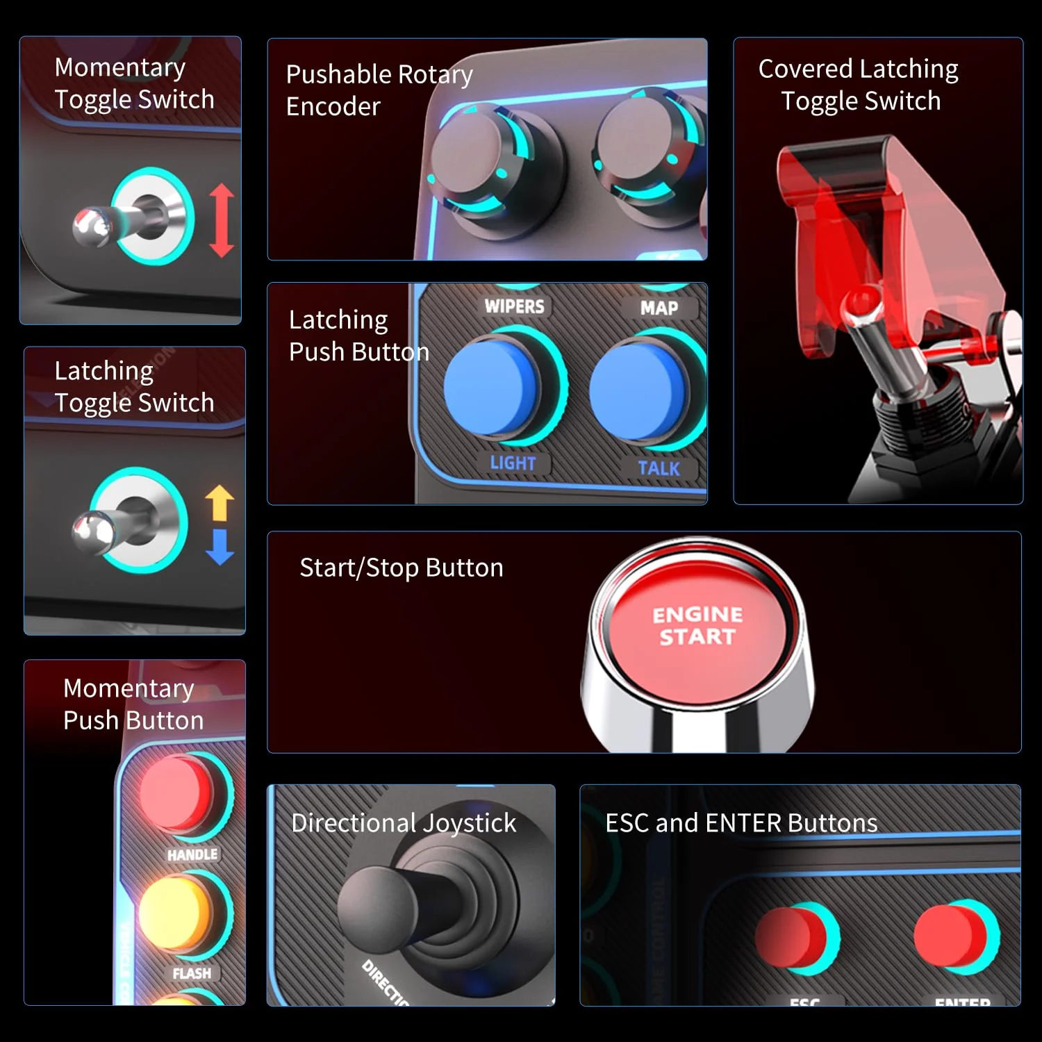 PXN CB1 Racing Button Box for American Truck Simulator & Farm Simulation - Image 3