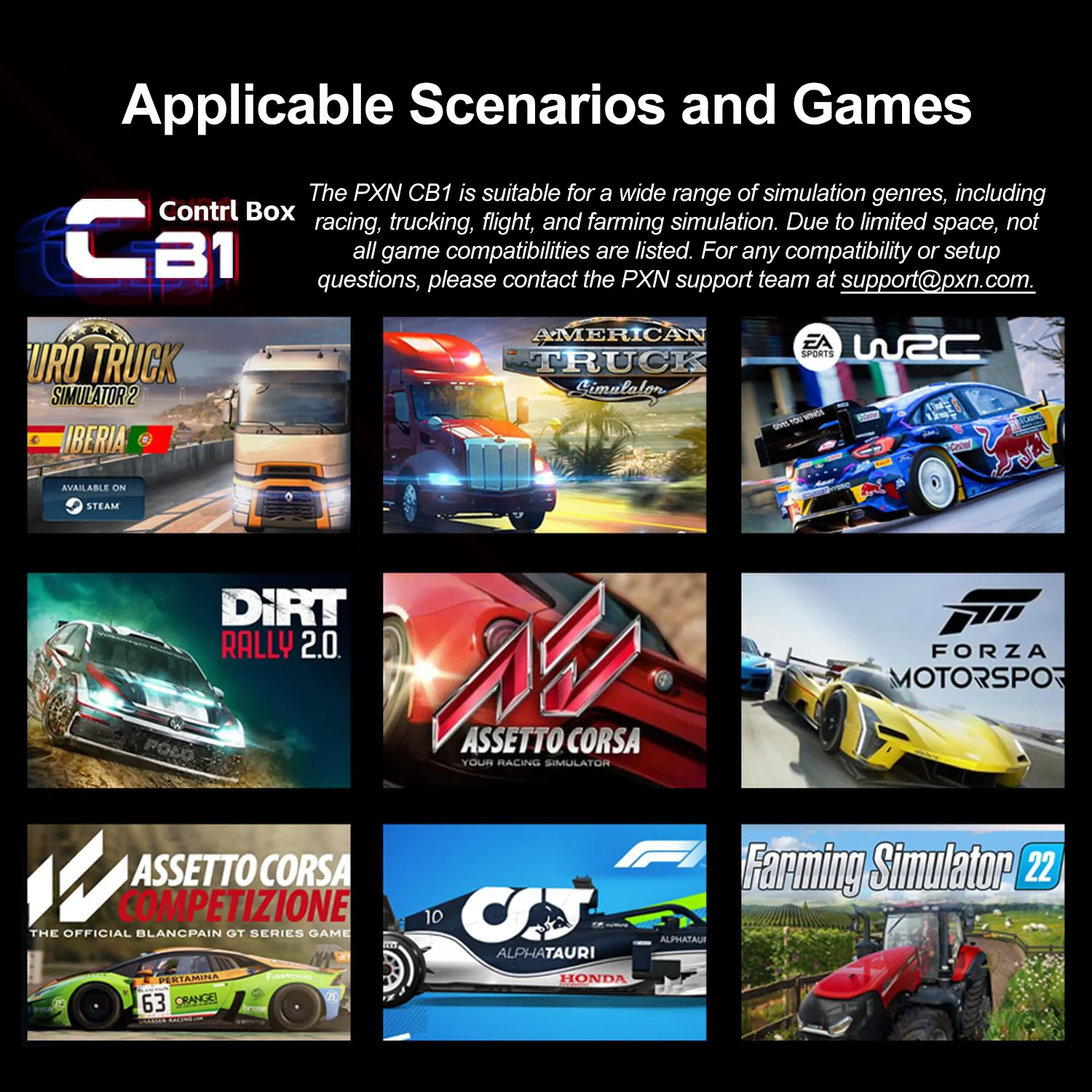 PXN CB1 Racing Button Box for American Truck Simulator & Farm Simulation - Image 7