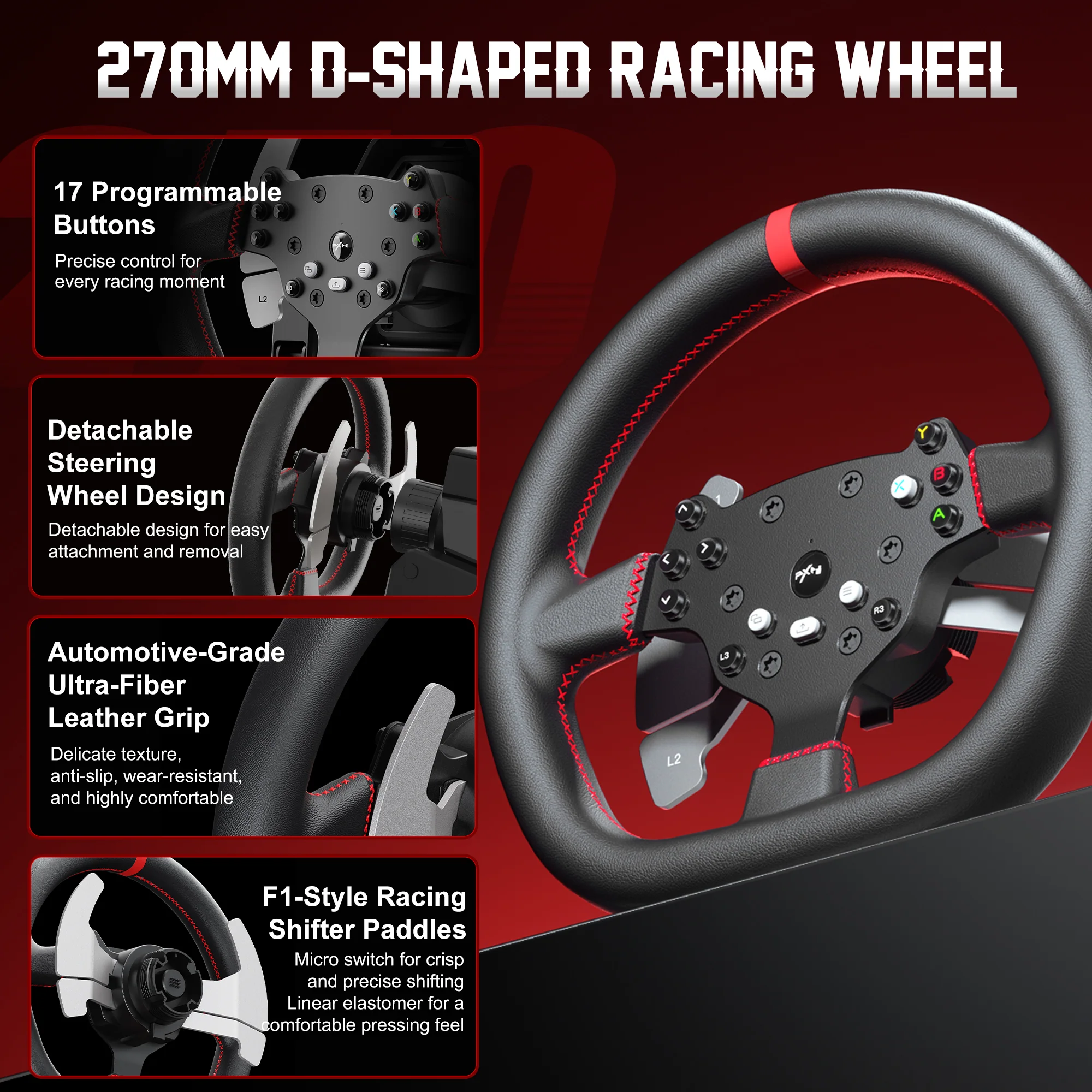 PXN V10 Ultra Racing Steering Wheel - Image 5